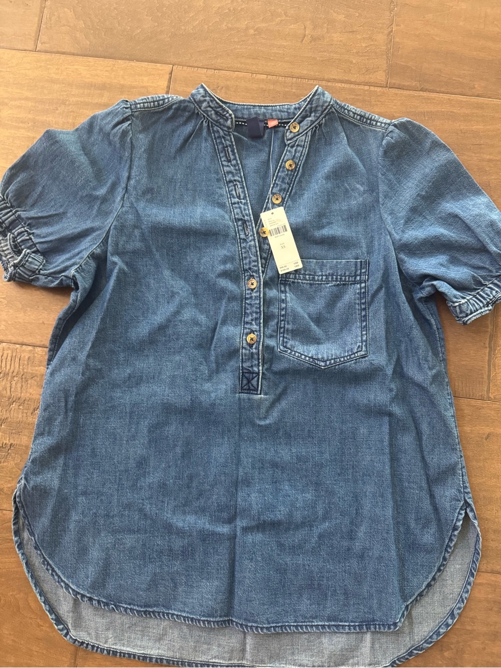 Pilcro Indigo Denim Henley Pullover Top